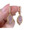 Niche Design Sense Light Luxury Exquisite Full Diamond Zircon Leaves Ear Buckle High Sense Elegant Temperament Show Face Thin Ear Jewelry