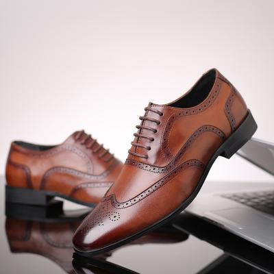 Nowe męskie buty retro w dużym rozmiarze, modne skórzane buty biznesowe, brytyjskie casualowe buty pojedyncze, modne buty Brock, gentleman