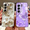 For Tecno Camon 40 Pro 4G Camon40 Elegant Floral Cat Phone Case For Camon 40 40Pro 4G CM6 CM5 Black Silicone Soft Cases Bumpers