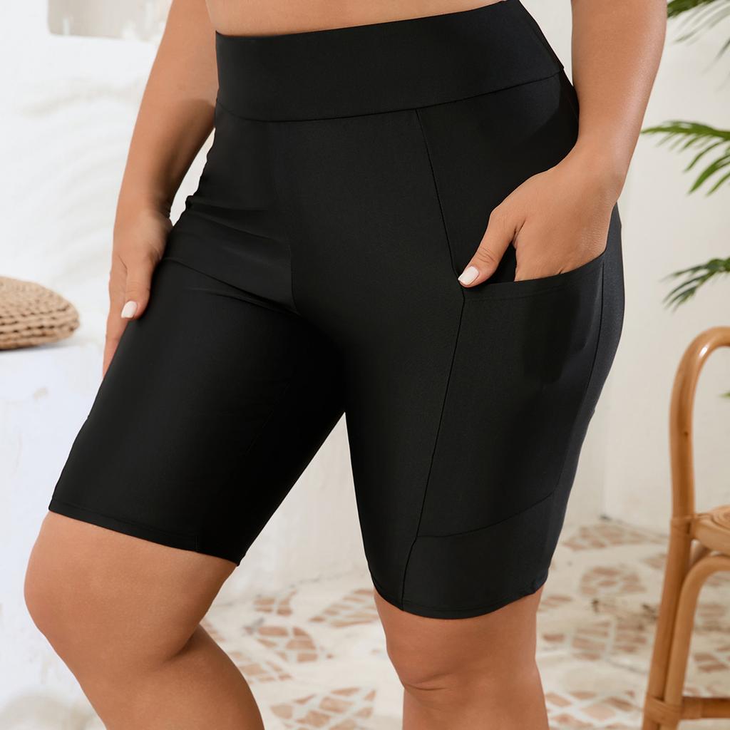 Women's Plus Size Swim Trunks High Waist Shorts Swimwear