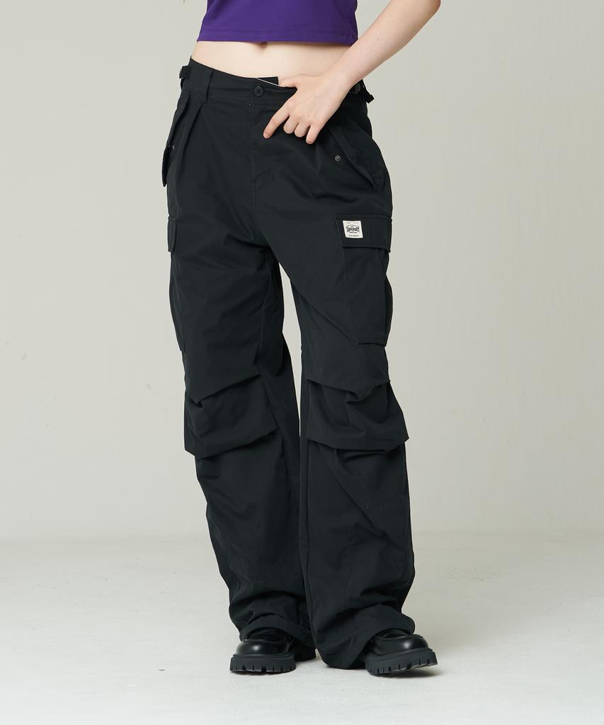Syupeodeulai W Wide Cotton Cargo Pants Black