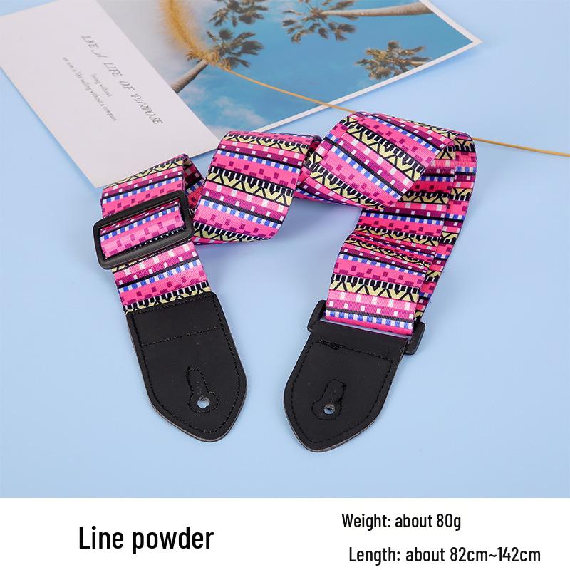 Unisex poszerzany i pogrubiony poliestrowy pasek do gitary/basu - Styl folk, konstrukcja bez dziurkowania