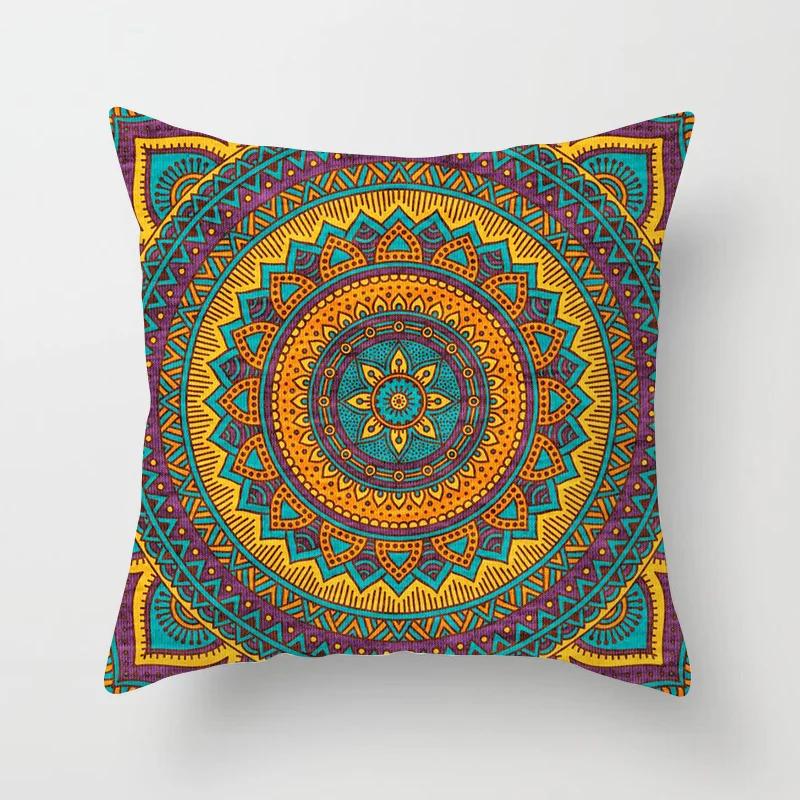 Mandala Pattern Throw Pillow Cover With Short Plush Print For Living Room Sofa Decoration Cushion Cover Pillow Covers Decorative