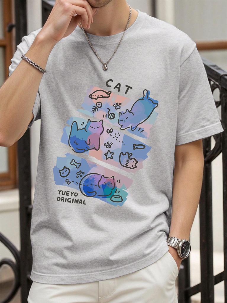 Colorful Three Cats Trendy Printing TShirts Womens Summer Cotton Short Sleeve Tees ONeck Comfortable Loose Tops Casual Clothes