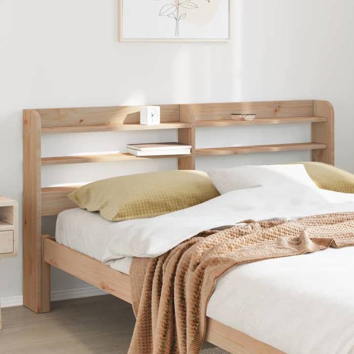 VidaXL Headboard with Shelves 120 Cm Solid Pine Wood, Wooden Headboard, Headboard with Storage, Headboard On 850956