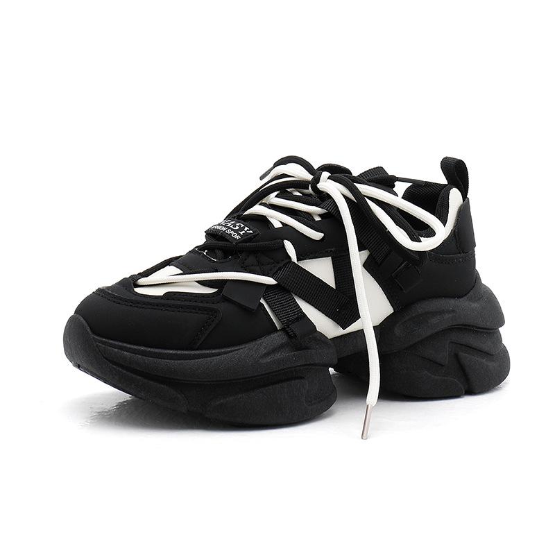 Daddy Shoes Women's Spring New Thick-soled 6cm Korean Style Casual Shoes Women's Explosive Style Round Toe Sneakers