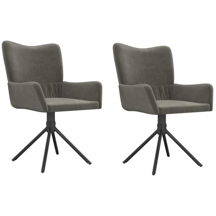 344810 vidaXL Chaises pivotantes de salle à manger 2 pcs Gris foncé Velours