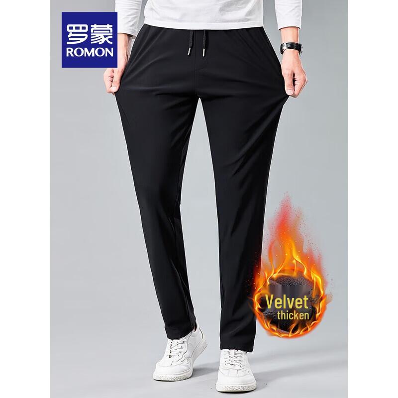 Romon Men's Fleece-Lined Straight Casual Pants