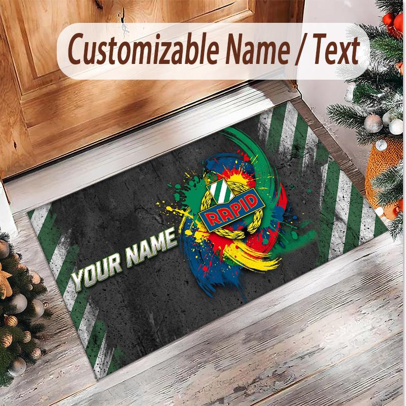 Personalized Crystal Velvet Carpet Rapid Wien FC Pattern Non Slip Floor Rug