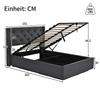 Hydraulic Double Bed, Upholstered, 140x200cm, Metal Slatted Frame, Modern, Storage Space, Cotton, Grey (With Mattress)
