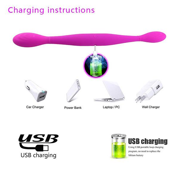 Double Dong Dildo Rechargeable Two Shock Ends Realistic Dildo Female Masturbator Sex Toys for Women