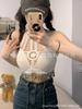 Summer new careful machine sexy backless seaside vacation neck knitted short outerwear top sling vest