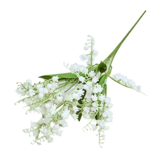 Artificial Flower Bright-colored Wide Application Plastic Decorative 5 Branch Convallaria Fake Flower