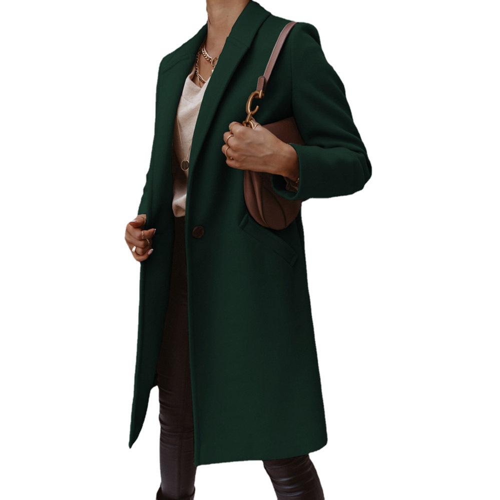 2026 Nieuwe Dames Wolmix Trenchcoat, Reverskraag Middellang Knopen aan de Voorkant Overjas voor Herfst Winter Casual Kleding