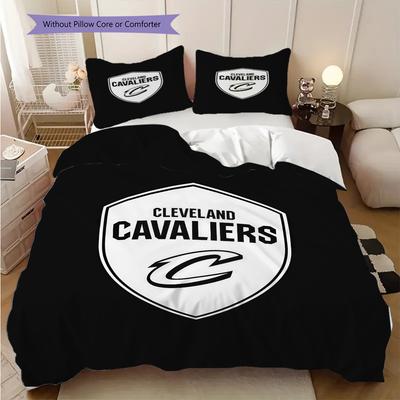 Cleveland Cavaliers Logo Sengetøy(1 * dynetrekk + 2 * putetrekk, uten kjerne) Jule bursdagsgave Sengetøysett Dynetrekk og putevar