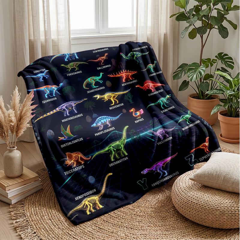 Dinosaur Skull Fantasy Landscape blanket Personalized Name Flannel Blanket Soft Cozy Plush Throw for Sofa Bed Lightweight Home Decor