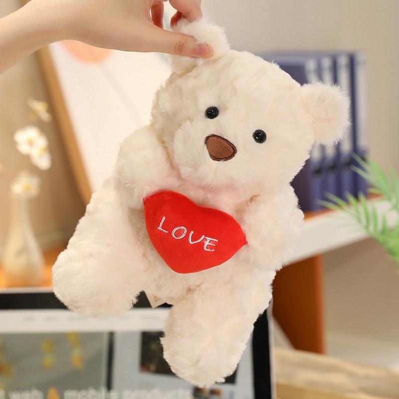 Cute Heart Bear Plush Toys Red Love Heart Creative Cartoon Animal Stuffed Doll Valentine's Day Surprise For Lovers Birthday Gift