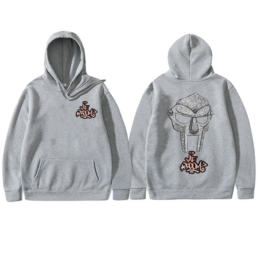 2026 Felpa con Cappuccio Grafica MF DOOM Hip Hop Rapper Maschera Modello Stampa Fronte Retro Casual Manica Lunga Uniseks Oversize Streetwear Felpa con Cappuccio