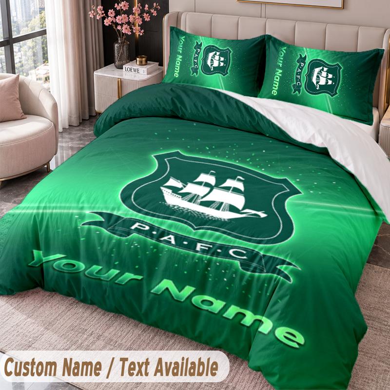 Plymouth Argyle FC Printed Bedding Set Custom Name Text 1 Duvet Cover 2 Pillowcases For Bedroom