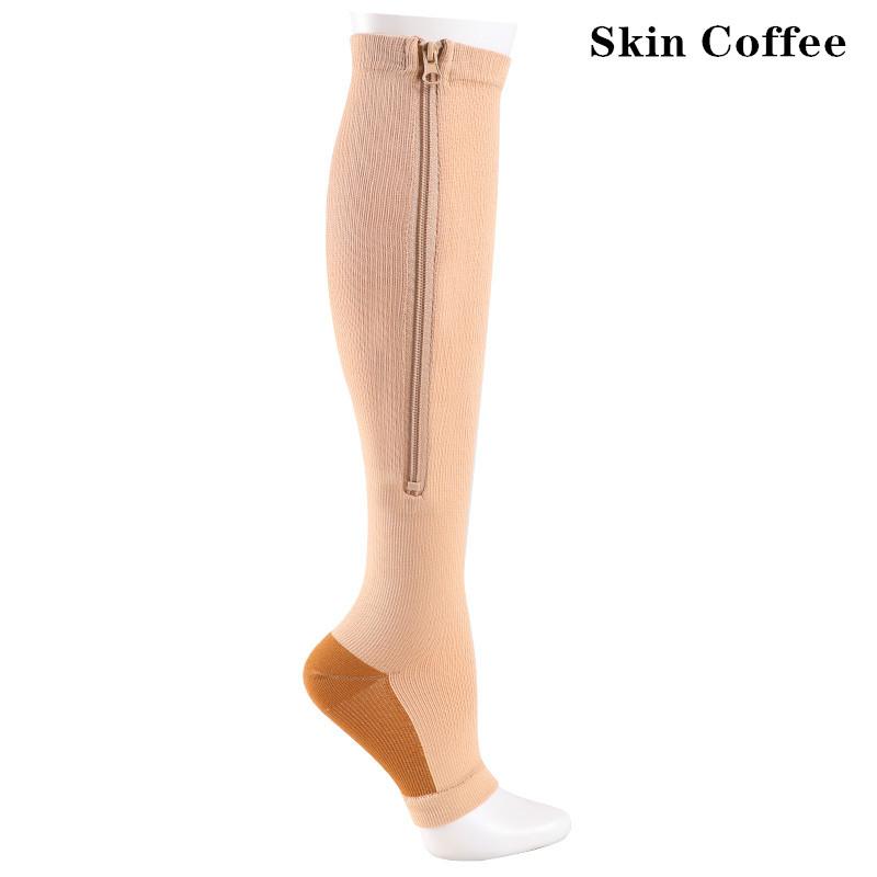 Zipper Compression Socks Men Women Knee Maternity High Socks Anti-Fatigue Stretchy Sox Outdoor Running Hiking Sports Socks YSZ01