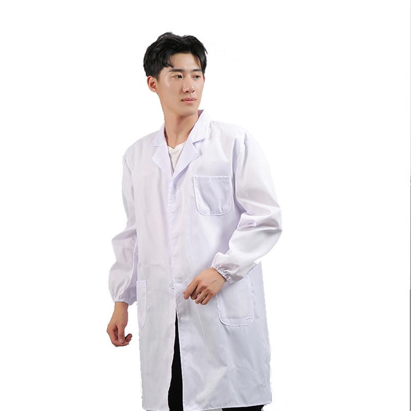 Unisex Long Sleeve White Lab Coat for Workshops and Food Handling