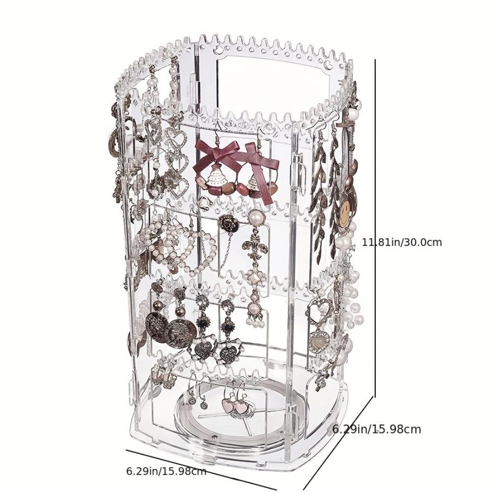 Multi Functional Rotating Earring Holder Ear Stud Necklace Display Stand Necklace Ear Clip Jewelry Large Capacity Storage Rack