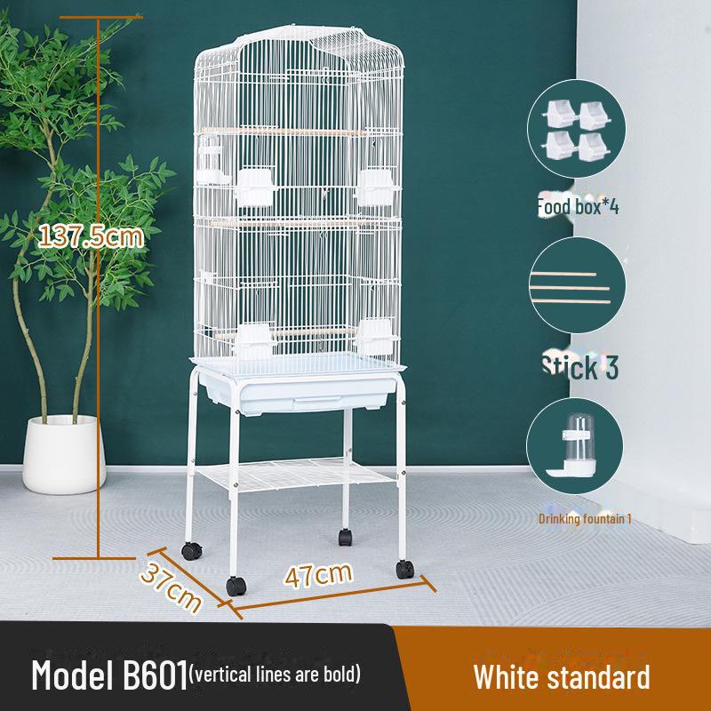 Grande Cage à Oiseaux pour Perroquets et Mynas - Design Phénix Noir