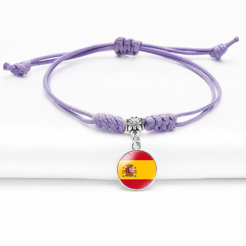Purple Stylish Unisex Charm Bracelet With European Country Flags Length Adjustable