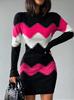 Damen Strick Bodycon Kleid Mittellang - Rundhalsausschnitt, Langarm, Herbst/Winter 2023 Kollektion