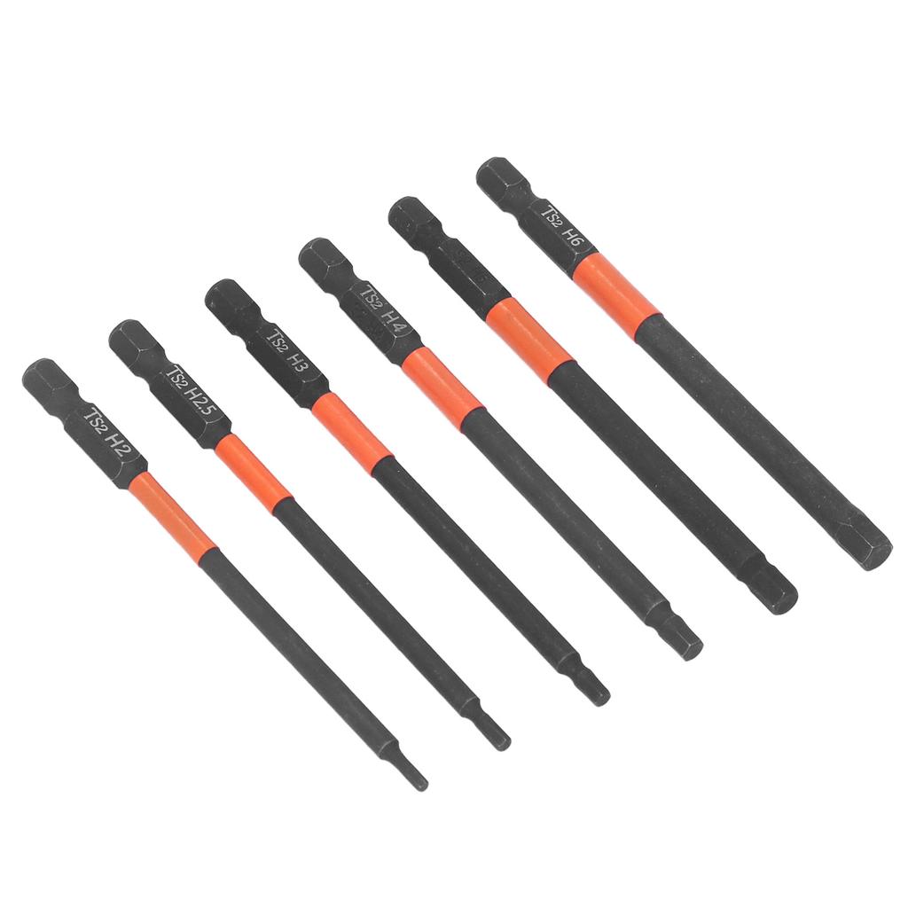 6Pcs Electric Impact Driver Cross Drill Bit Strong Magnetic Black 14in Hex Shank Screwdriver Bit