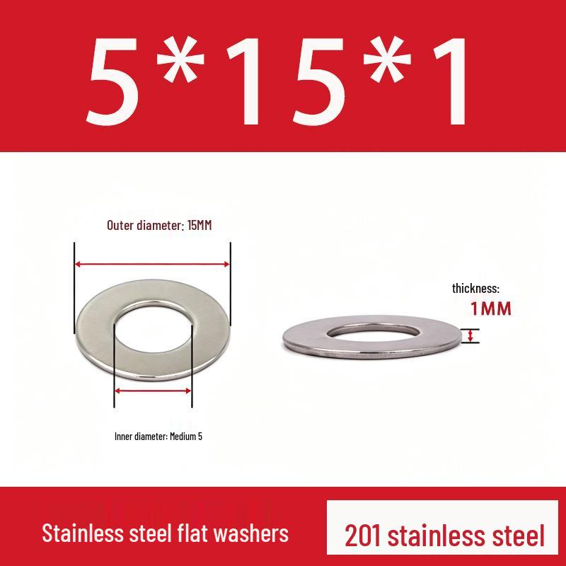 201 Stainless Steel Rust-proof Flat Washer - National Standard Hardware Fasteners with Complete Specifications, In Stock.