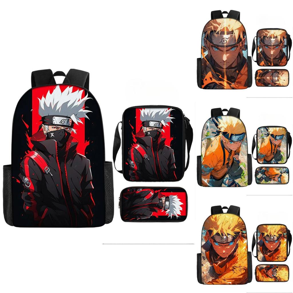 Naruto Threepiece School Set With Breathable Padded Straps And Playful Print For Elementary Pupils