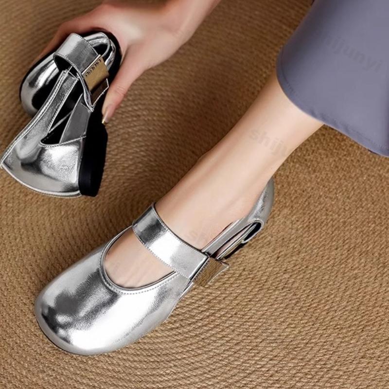 Fashion Women Mary Jane Shoes Summer Fashion Vintage Height Increase Leather Shoes Lightweight Comfortable Outdoor Non Slip Casual Flats