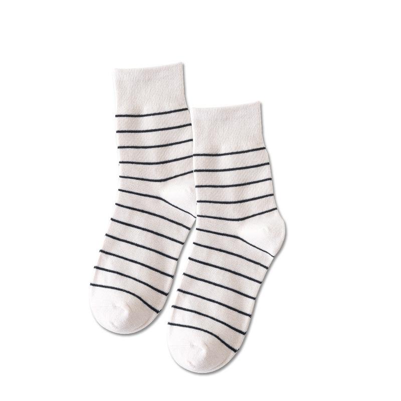 Damskie Wiosenne i Jesienne Nowe Klasyczne Paski Styl College Oddychające Bawełniane Skarpety