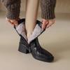 Fashion News Warm Wool Women Ankle Boots Round Toe  Leather Short Snow Boots Winter High Heel Shoes