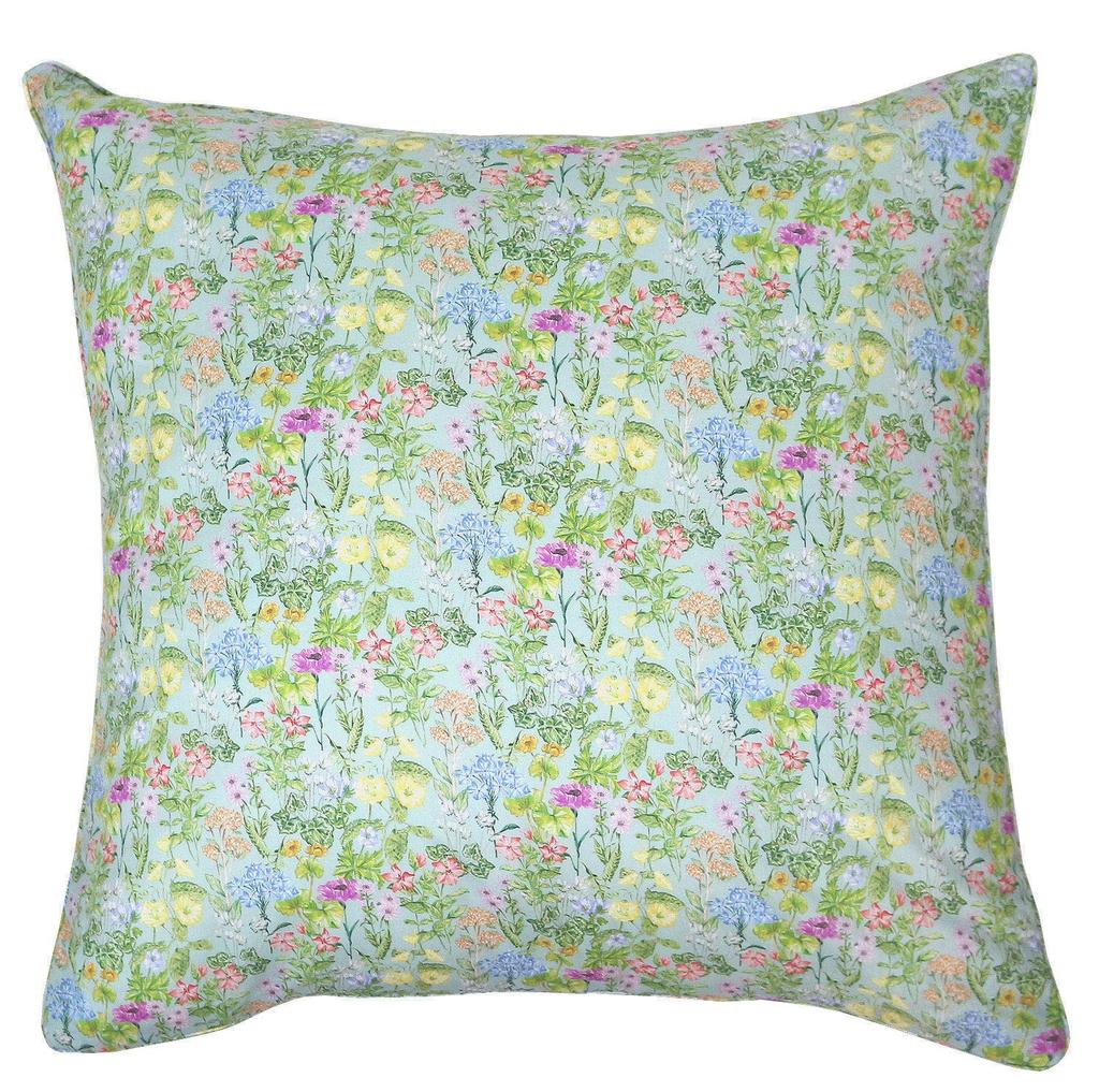 DDintex FLORET LONDON Cushion 45x45cm Cover, Poet's Meadow, Turquoise, [Liberty Print]