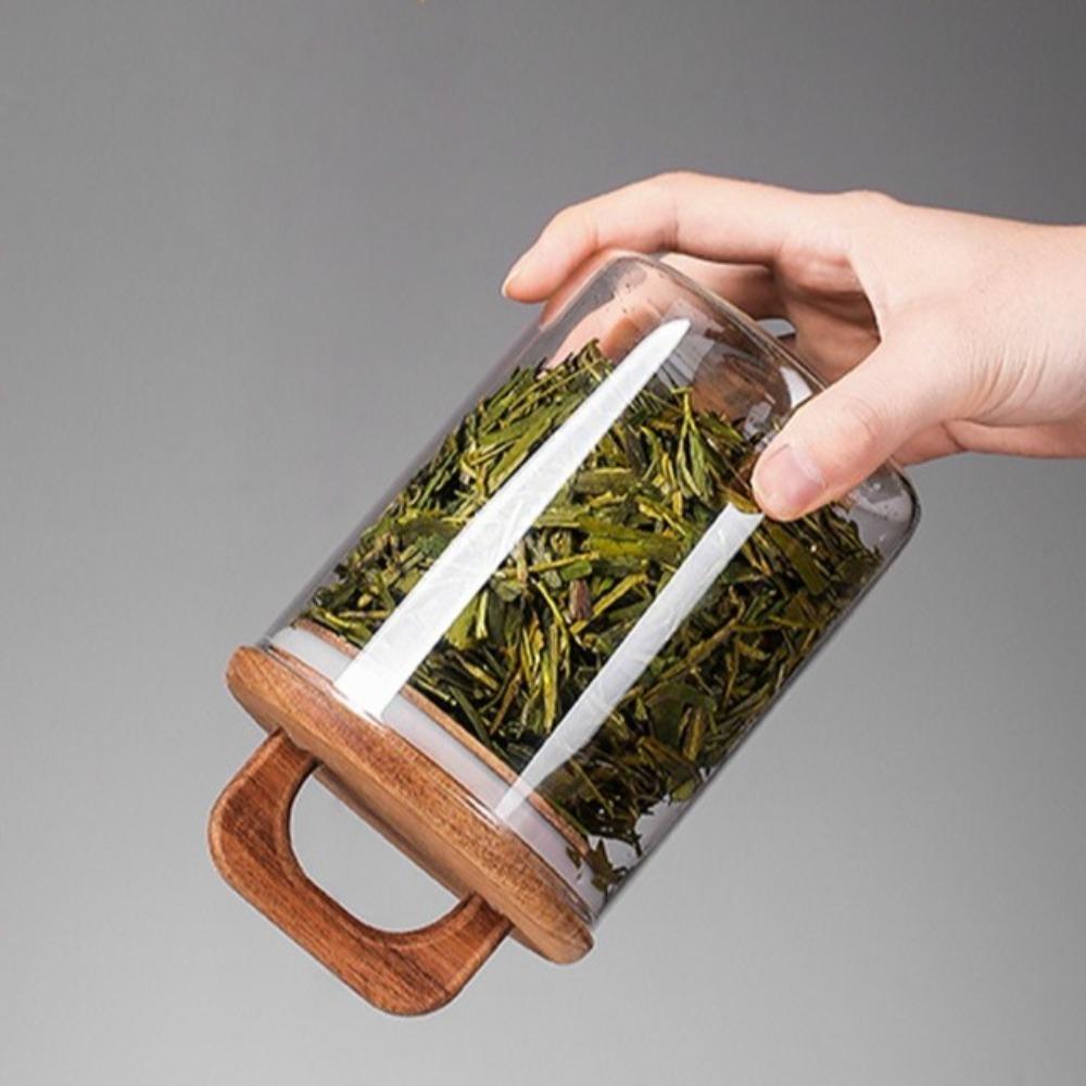 with Handle Airtight Canister Glass Food Container Kitchen Storage Bottles  for Tea Coffee Beans