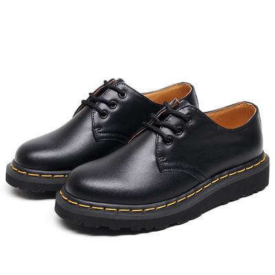 Niskie skórzane buty damskie ze skóry naturalnej w stylu brytyjskim, buty Martin, okrągły nosek Napa, męskie buty robocze casualowe