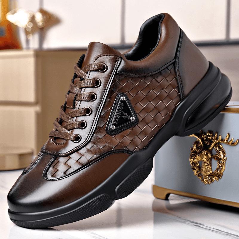 

2025 Men s Casual Trendy Breathable Leather Skate Shoes 41 кофейный