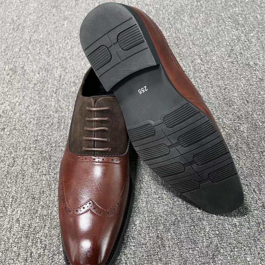 Fashion New Men Oxfords Shoes Brown Black Round Toe Lace-up Business Handmade Dress Shoes  Size 38-46