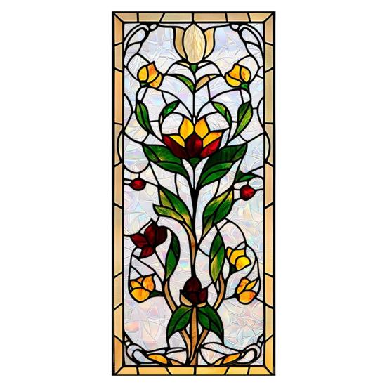 

Vintage Window Privacy Film Geometric Stained Glass Flower Decorative Frosted Static Cling Reusable UV Sun Blocking Glass Sticker Cover E