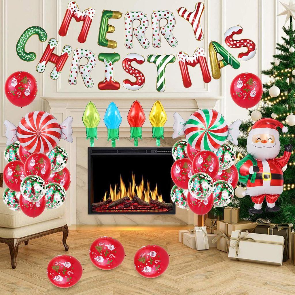 Christmas Balloon Set Colorful Festive Home Decor Party Balloons Holiday Decorations for Wall Door Tree Patio Indoor Living Room
