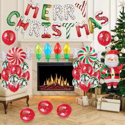 Christmas Balloon Set Colorful Festive Home Decor Party Balloons Holiday Decorations for Wall Door Tree Patio Indoor Living Room