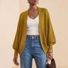 Women S Casual Mustard Yellow Solid Long Sleeve Cardigan Sweater