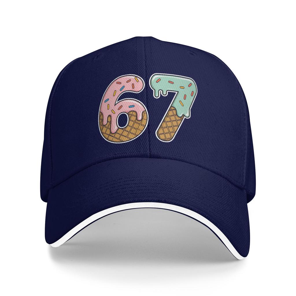 67 Ice Cream 67 Meme Funny Six Seven Gen Baseball Cap  Fitted Retro Trucker Hat Spring Unisex Men Running Hippie Baseball Caps