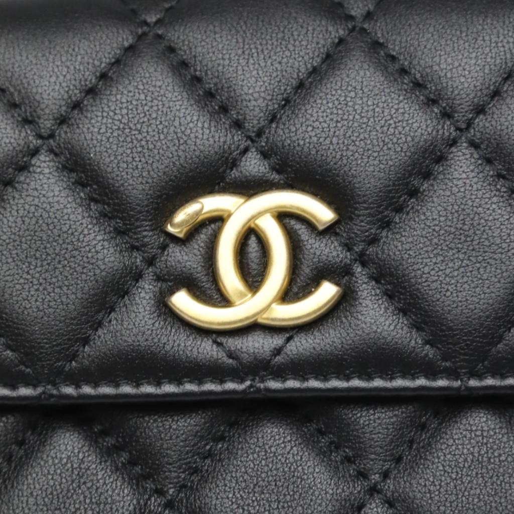 Chanel Mini Matrasse Shoulder Bag Lambskin Black Women Used