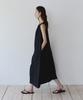 Ieoning Shirring Long Sleeveless Dress, Black