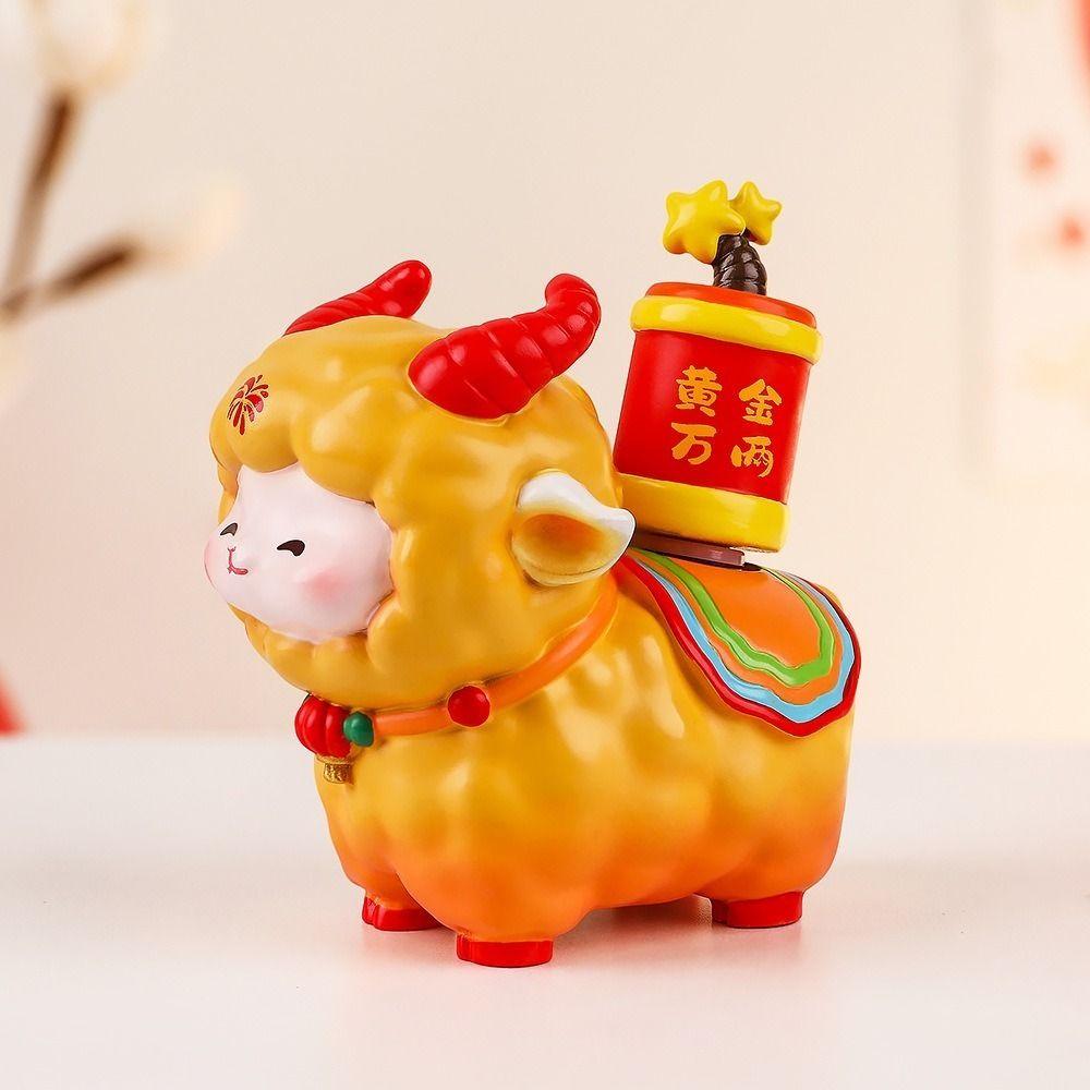 Chinese Style Sheep Desktop Ornament Kawaii Fortune Sheep Figure Desktop Decor