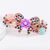 Clip de Primavera de Circonita Blanca Flor de Pedrería Brillante Clip Superior Clip Horizontal Elegante Adorno para el Cabello de Moda para Madres