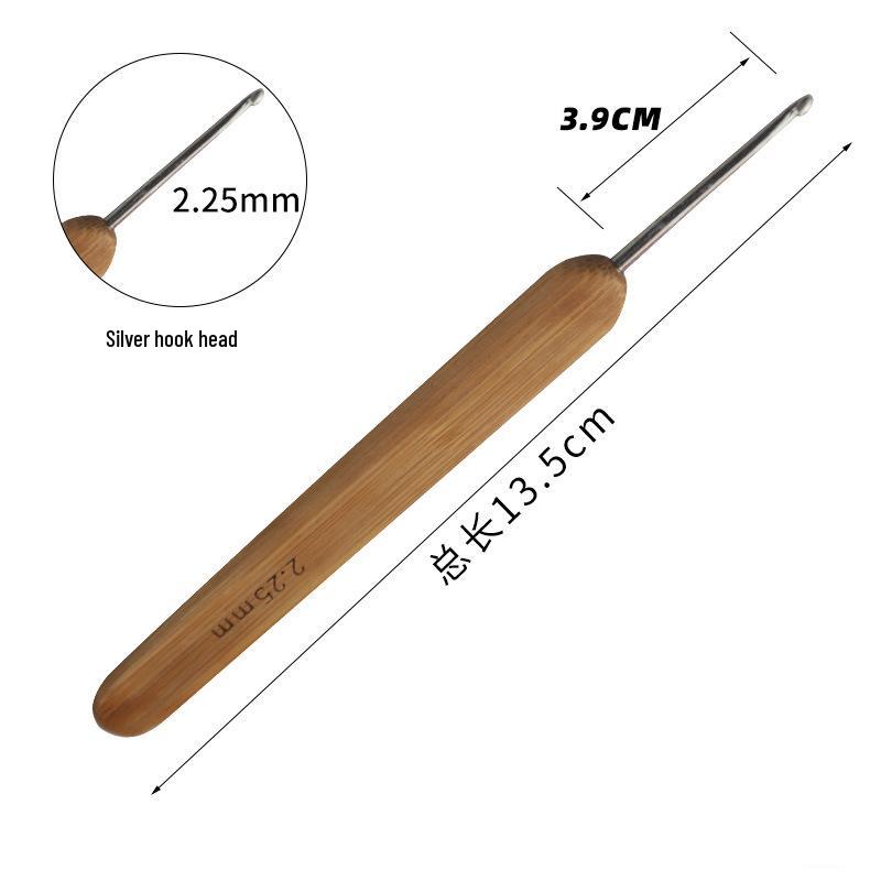 Bamboo Handle Crochet Hook with Metal Head for Dreadlocks & Knitting